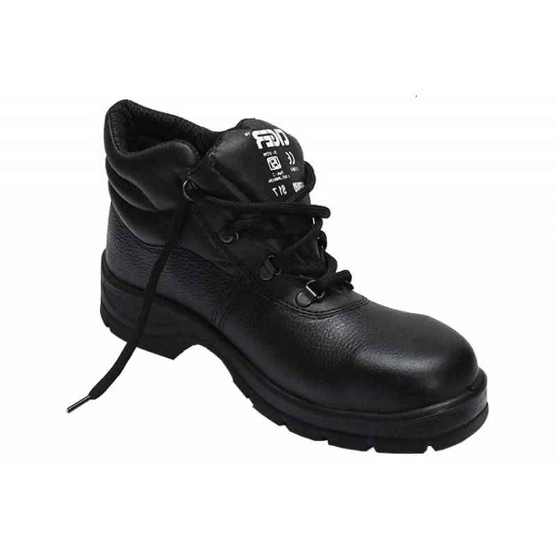 Tiger Leopard S1 BG High Ankle Steel Toe Black Work Safety Shoes, Size: 11