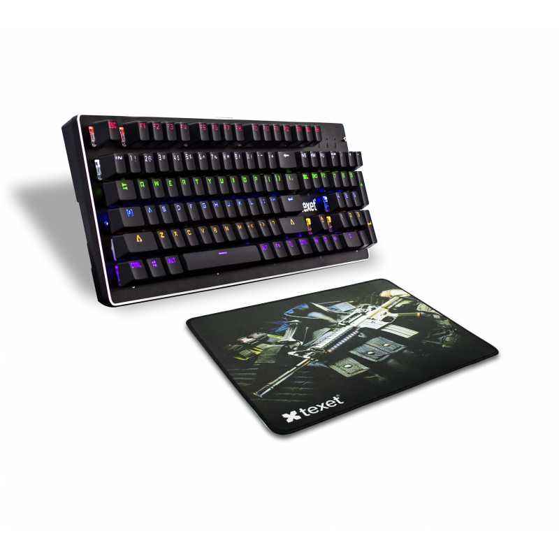 Texet Combo of Black Gaming Keyboard & Striking Series Gaming Mousepad