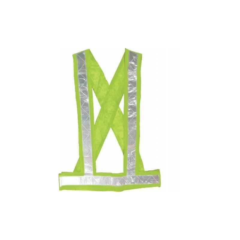 Ufo Green Safety Cross Belt with 2 Inch Reflective Tape, Size: L