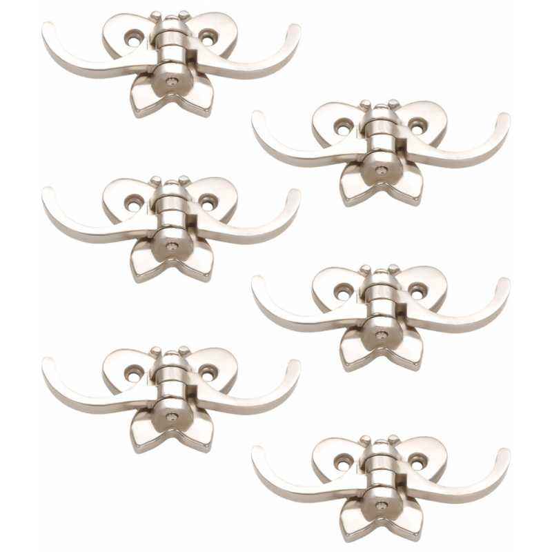 Abyss ABDY-0483 Glossy Finish Stainless Steel Butterfly Design Hook (Pack of 6)