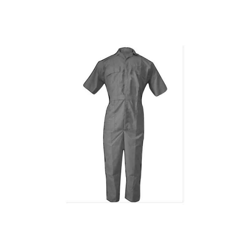 Ishan Gray Poly Cotton Half Sleeve Fabric Boiler Suit, 5403, Size: M
