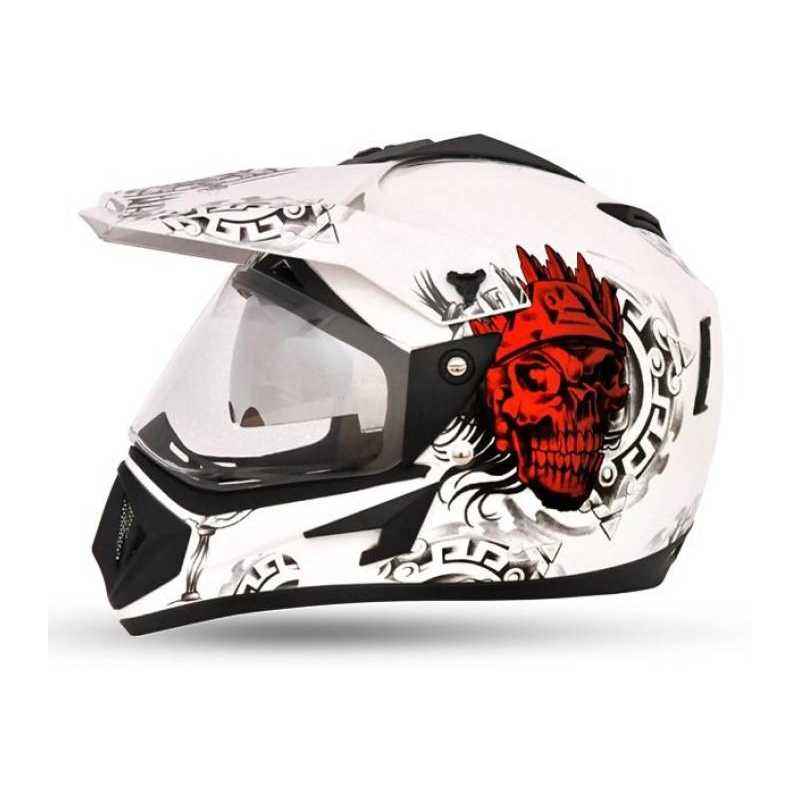 Vega Ranger White Red Ranger Full Face Helmet, Size (Medium, 580 mm)