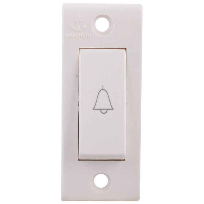 Anchor Penta Deluxe 6A Bell Push White Switch, 14113