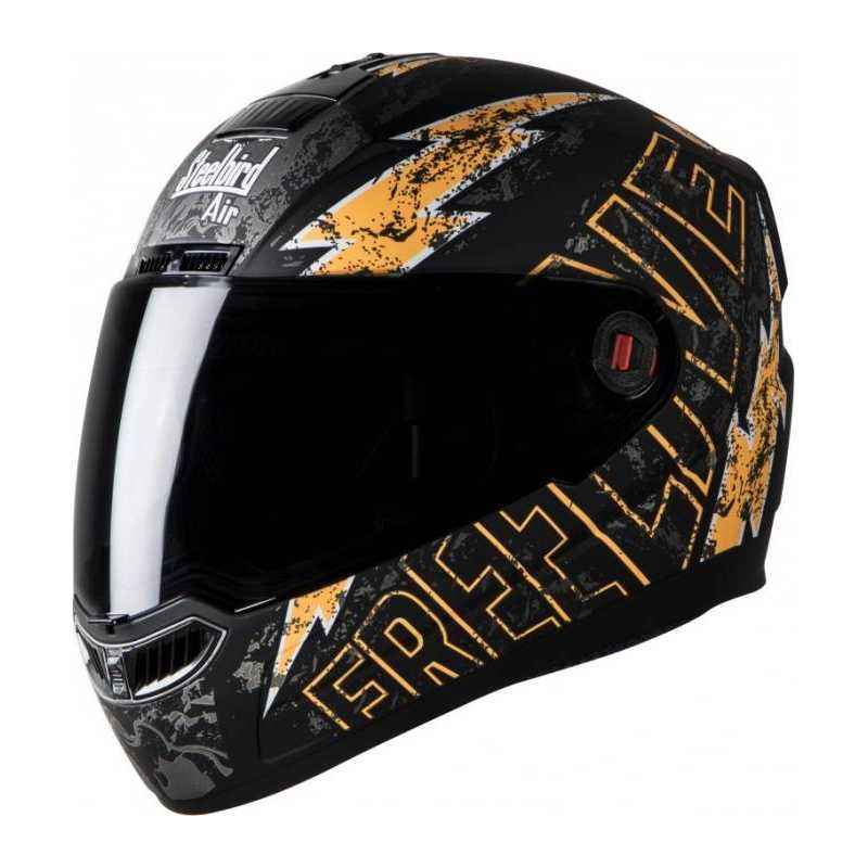 Steelbird Freelive Black Orange Smoke Visor Full Face Helmet, Size (Medium, 580 mm)