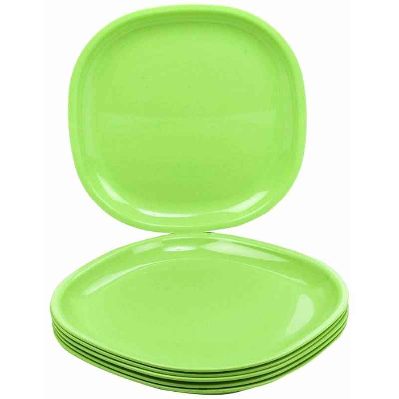 Signoraware Parrot Green Square Half Plate, 215 (Pack of 6)