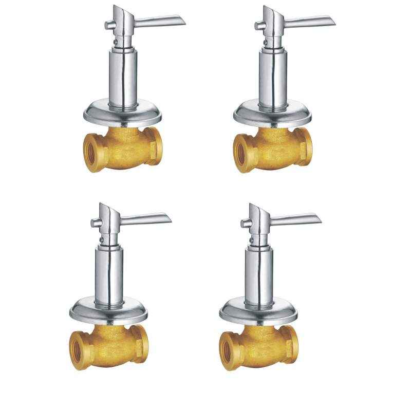Apree Joy Silver Brass 15mm Concealed Stopcock (Pack of 4)
