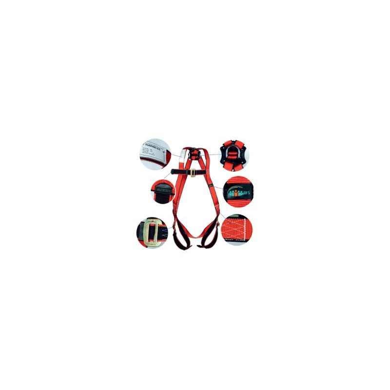 UFS Red & Black Full Body Safety Harness with Polyamide Lanyard, USP 25-Single USP 208