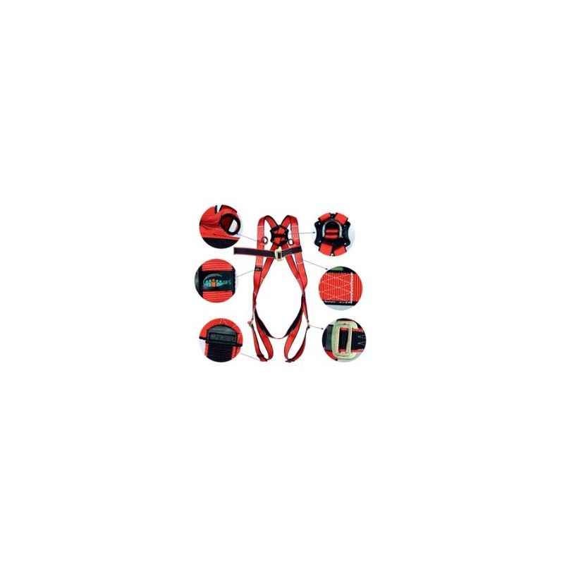 UFS Red & Black Full Body Safety Harness with Polypropylene Lanyard, USP 16-Double USP 208