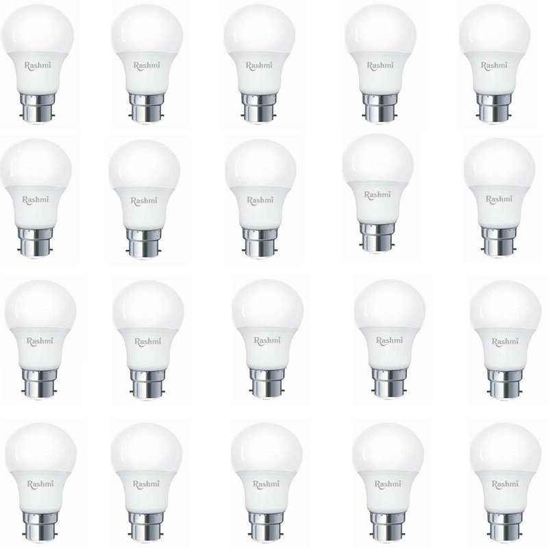 Rashmi Magnatech 5W B-22 White LED Bulbs (Pack of 20)