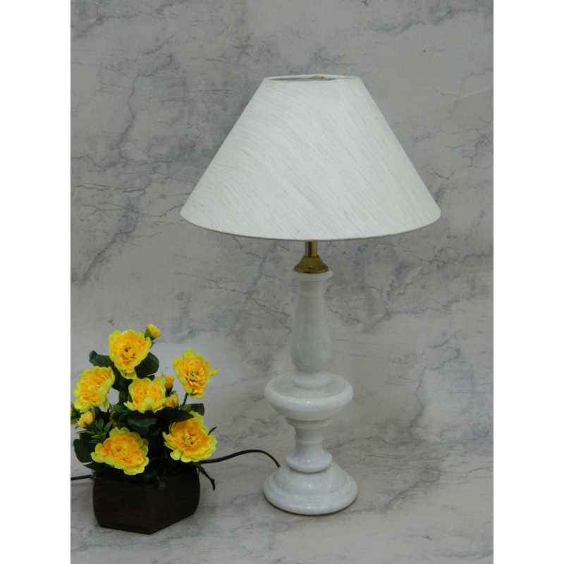 Tucasa Elegant White Marble Table Lamp with Off White Shade, LG-792