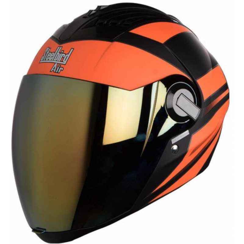 Steelbird SBA-2 Streak Matt Black & Orange Helmet, Size (Medium, 580mm)