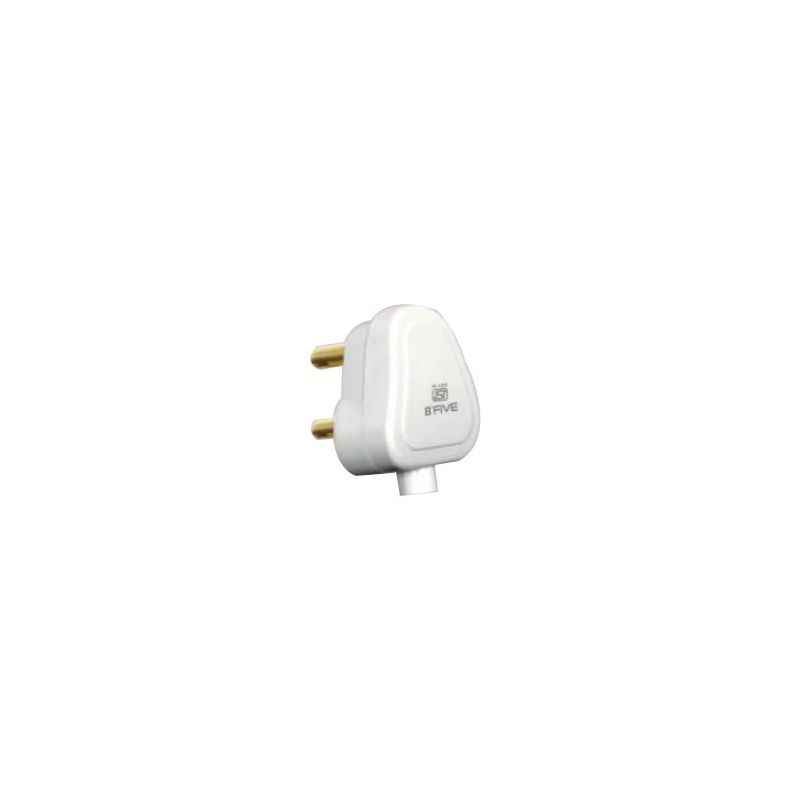 B-Five Elly 6A 3 Pin Polycarbonate Top Plug, B-273 (Pack of 20)