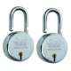 Link 50mm 6 Lever Double Locking Steel Padlock with 3 Keys, Round 50 (Pack of 2)