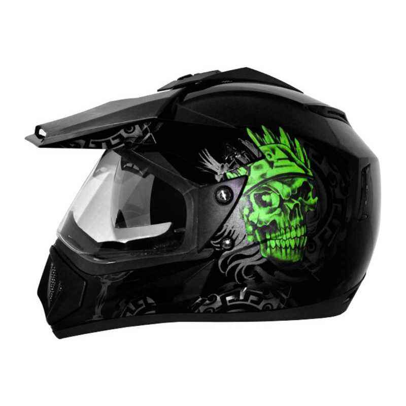 Vega Off Road Ranger Motocross Dull Black Green Helmet, Size (Large, 600 mm)