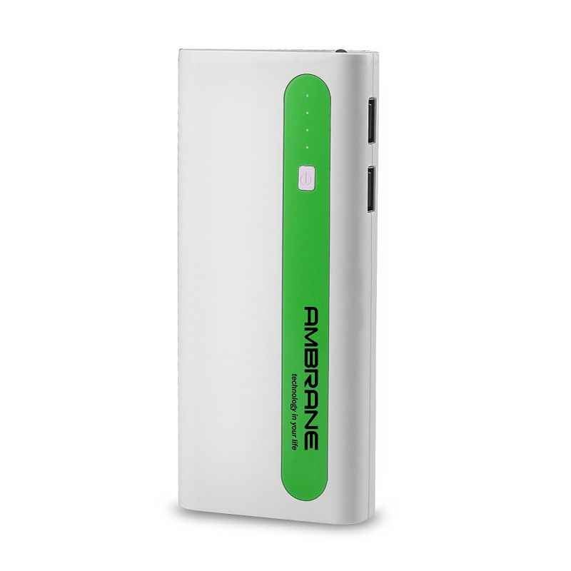 Ambrane 13000mAh Dual Port White & Green Power Bank, P-1310
