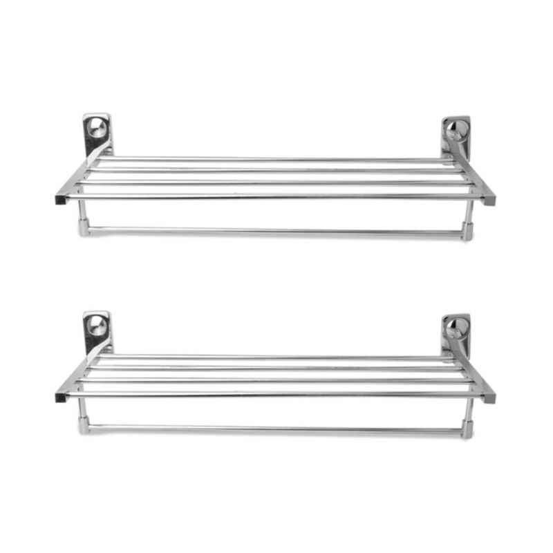 Abyss ABDY-0773 24 Inch Glossy Finish Stainless Steel Bathroom Towel Rack (Pack of 2)