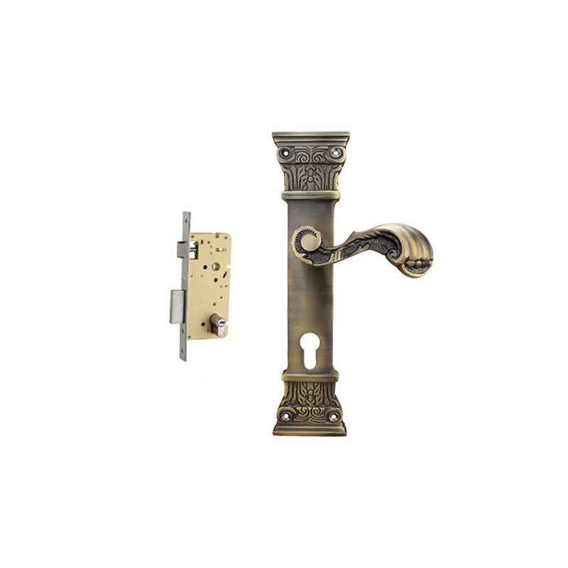 Plaza Bristol Gold Silver Finish Handle with 250mm Pin Cylinder Mortice Lock & 3 Keys