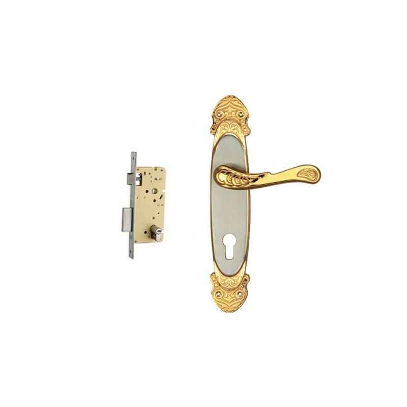 Plaza Athens Gold Silver Finish Handle with 250mm Pin Cylinder Mortice Lock & 3 Keys
