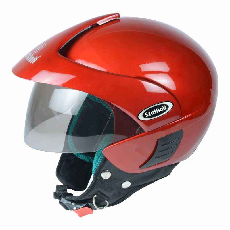 Red open best sale face motorcycle helmet