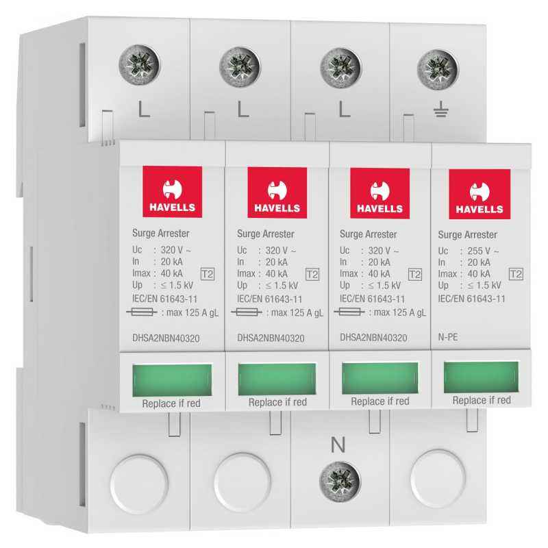 Havells 2 Type Three Pole & Neutral AC Surge Protection Devices, DHSA2NBN40320