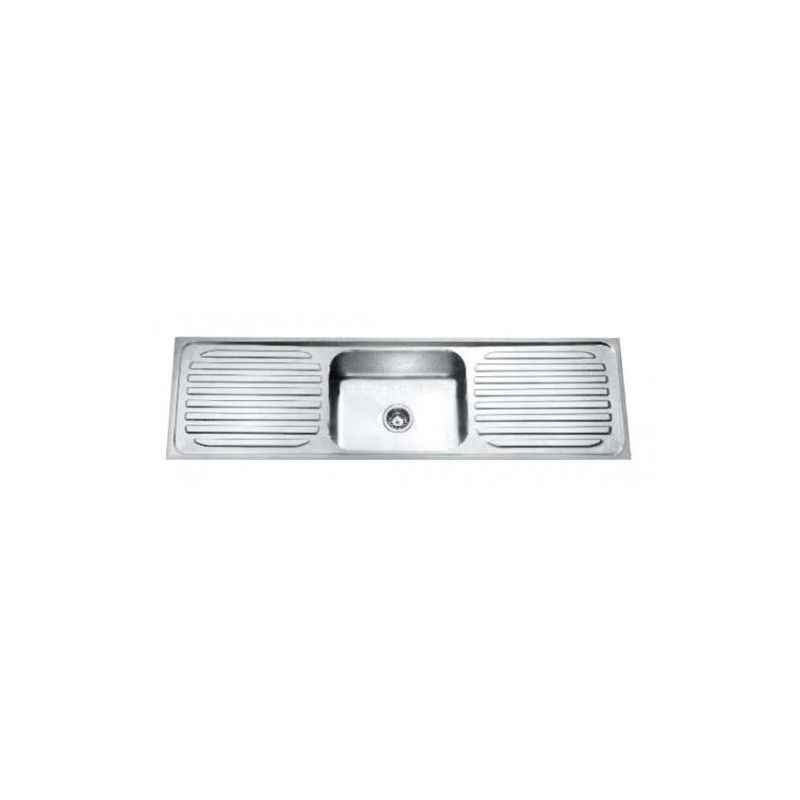 Jayna Mars SBDD 02 Glossy Single Bowl With Double Drain Board Sink, Size: 66.5 x 20 in