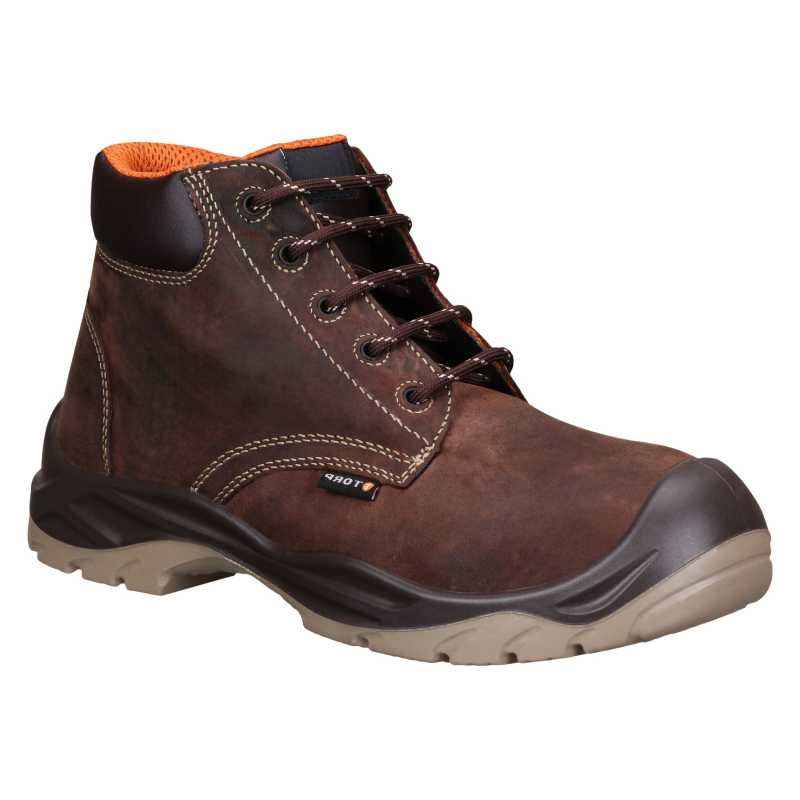 Torp REDDING-02 High Ankle Leather Composite Toe Brown Work Safety Shoes, Size: 8