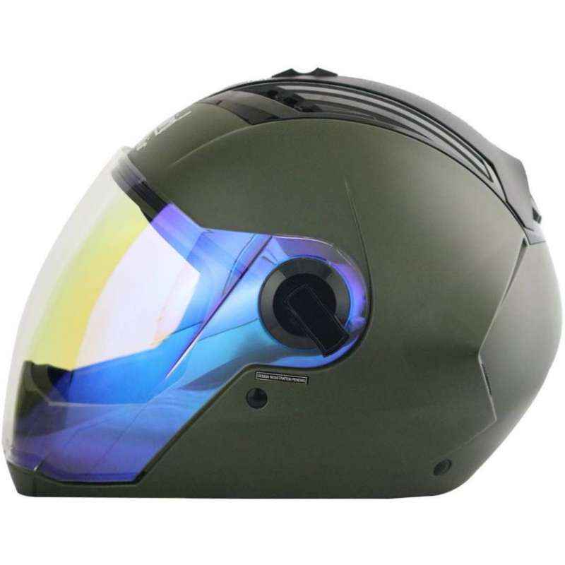 Steelbird SBA-2 Matt Battle Green Full Face Night Vision Helmet, Size (Large, 600 mm)