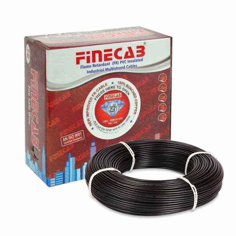 Finecab 2.5 Sq mm Black PVC Insulated Single Core FR Wire, Length: 90 m