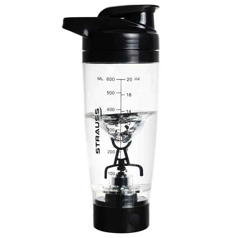 Strauss Acrylic Plastic Black Automatic Shaker Bottle, Capacity: 600 ml