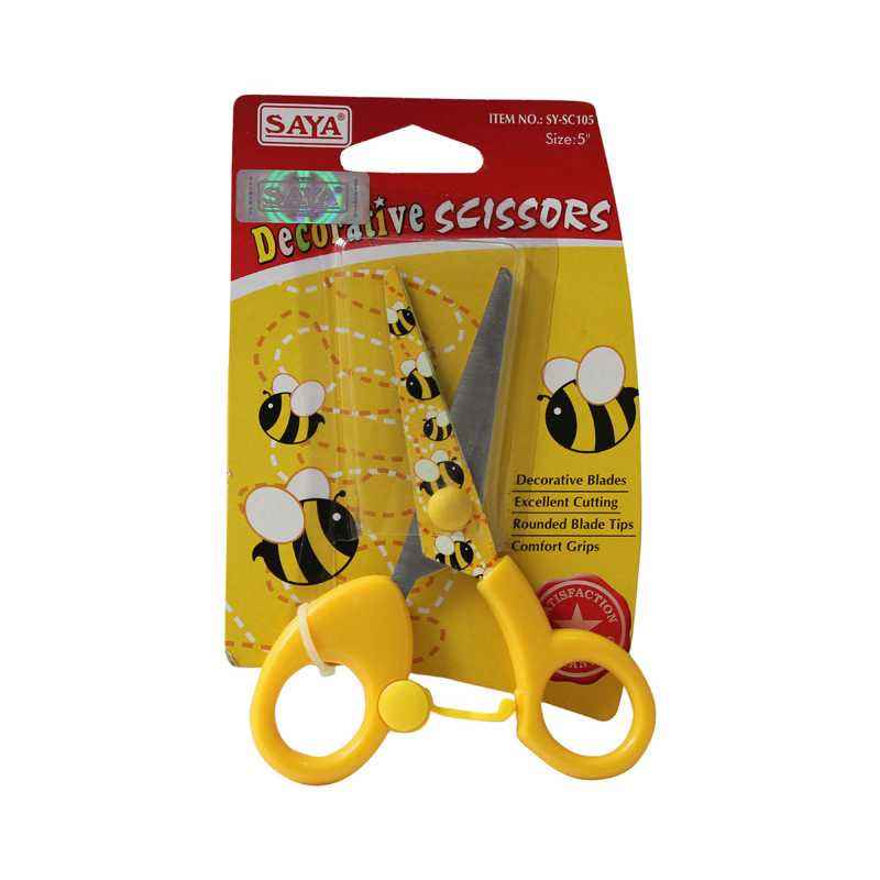Saya SYSC105 Yellow Designer Kids Scissor, Weight: 34 g (Pack of 12)