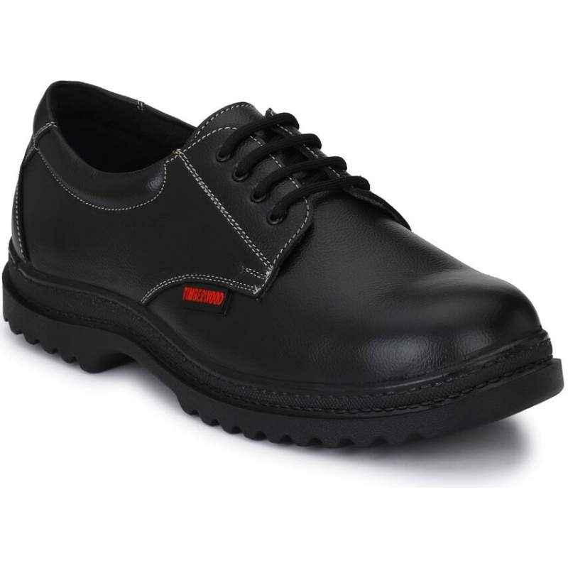 Timberwood TW04 Genuine Leather Steel Toe Black Safety Shoes, Size: 10