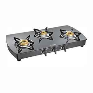 Sunflame Crystal Plus DX BK 3 Burner Stainless Steel Gas Stove