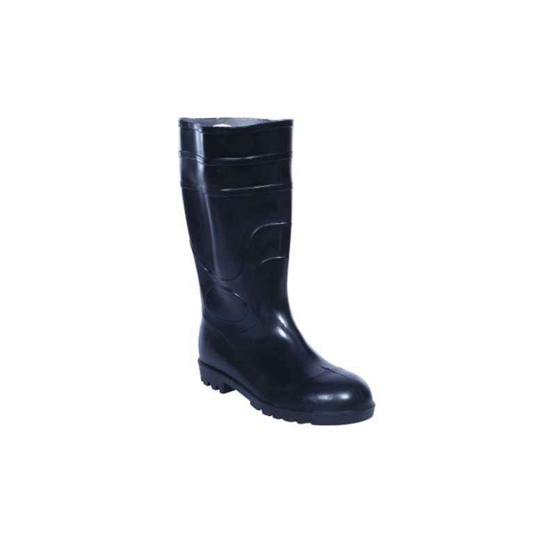 Fortune Jumbo 14 Inch Black Steel Toe Safety Work Gumboots, Size: 7 (Pack of 5)