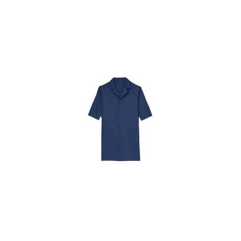 Ishan Navy Blue Cotton/Satin Half Sleeve Lab Coat, 5444, Medium