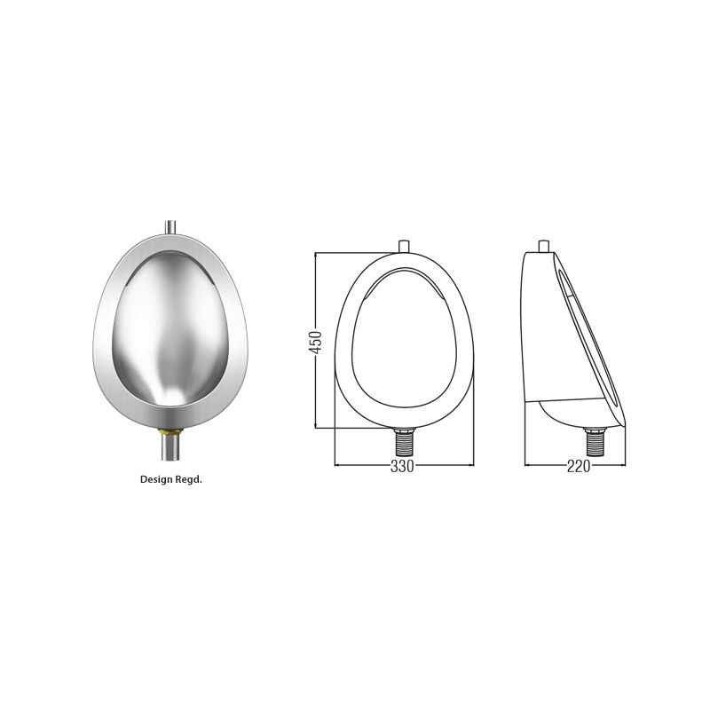 Nirali Capri Satin Finish Urinal, Dimension: 450x330x220 mm