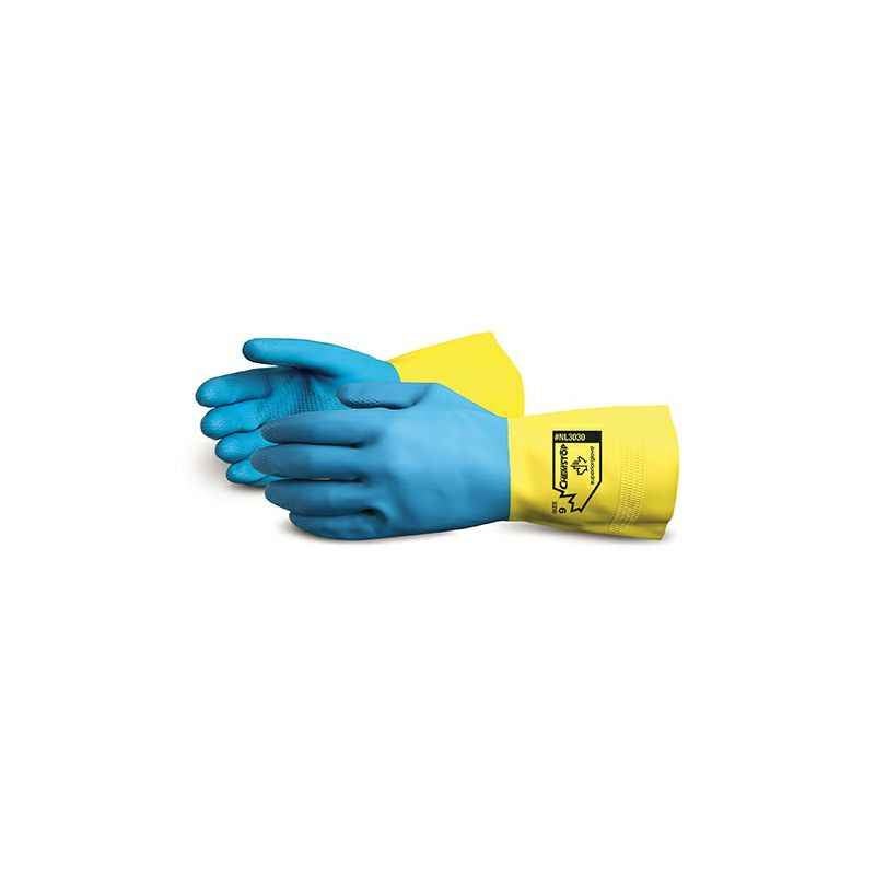 Ufo Neoprene Over Latex Chemical Resistant Yellow & Blue Safety Gloves, Size: XL