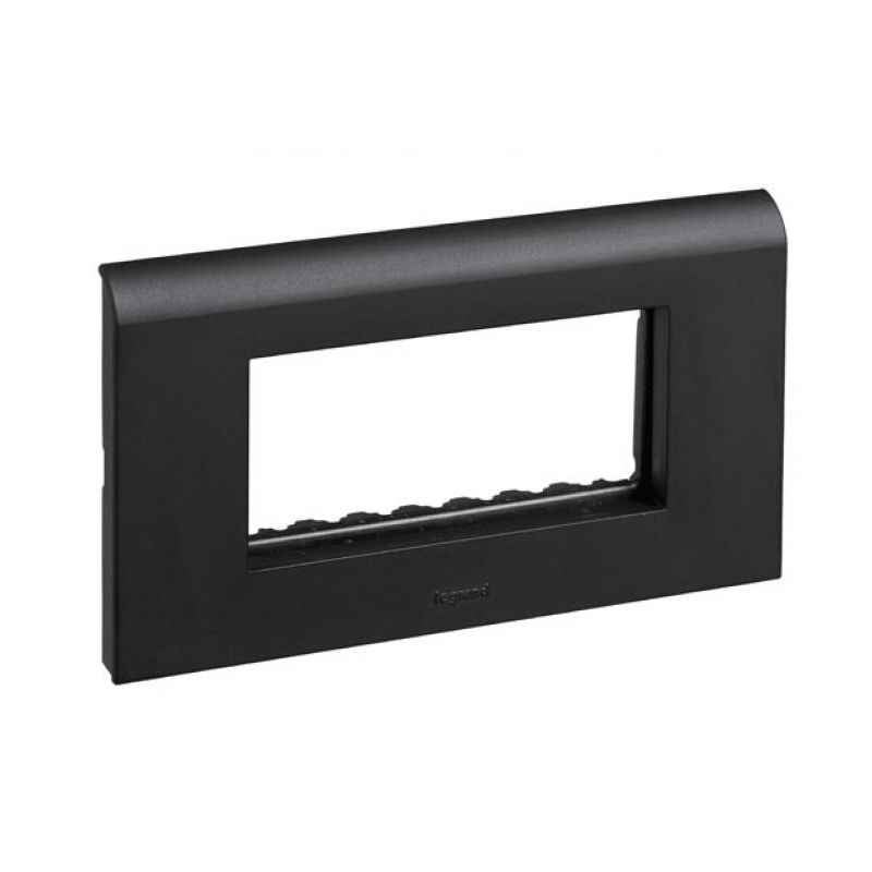 Legrand Myrius Black Plates With Frame White Plate-4 Module, 6732 28, (Pack of 2)