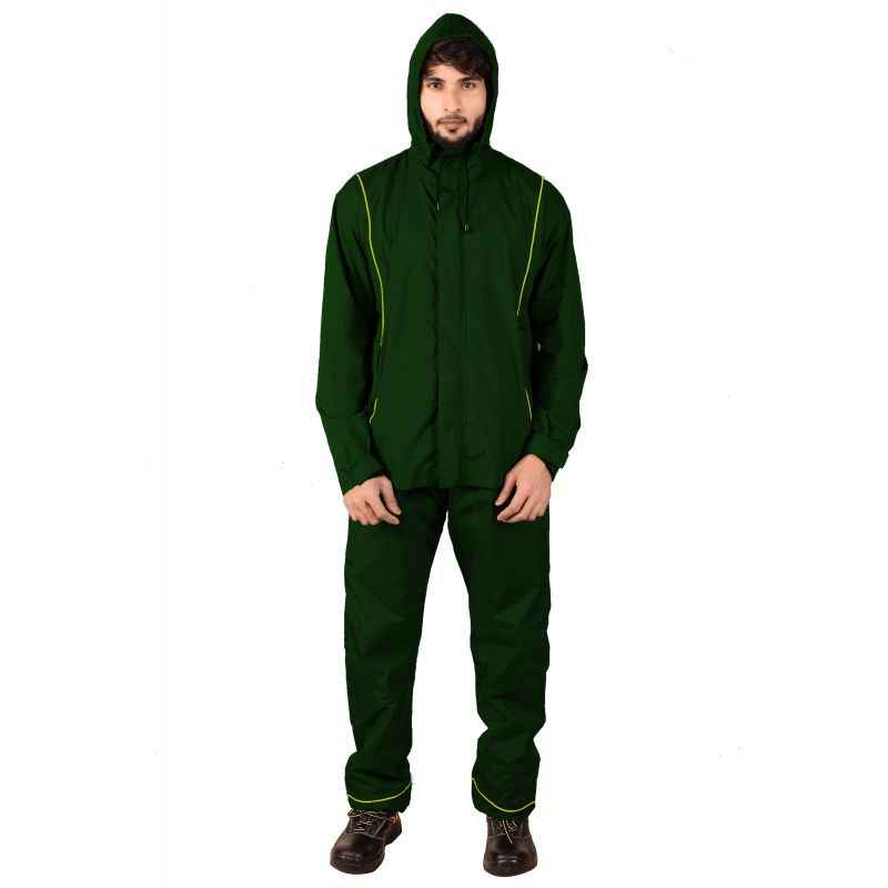 Mallcom Stratus Green PU Raincoat, Size: M