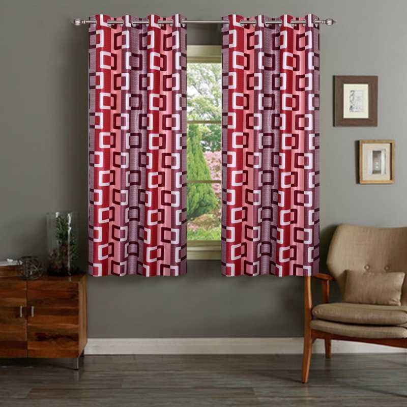 IWS Multicolour Designer Collection Polyester Eyelet Window Curtain Set, CT2036