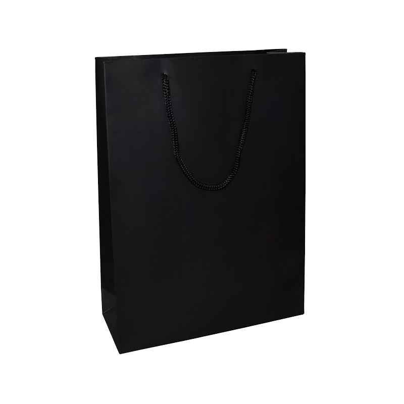 Aspen Matte Laminated Black Paper Bag, AC-021-020 (Pack of 96)