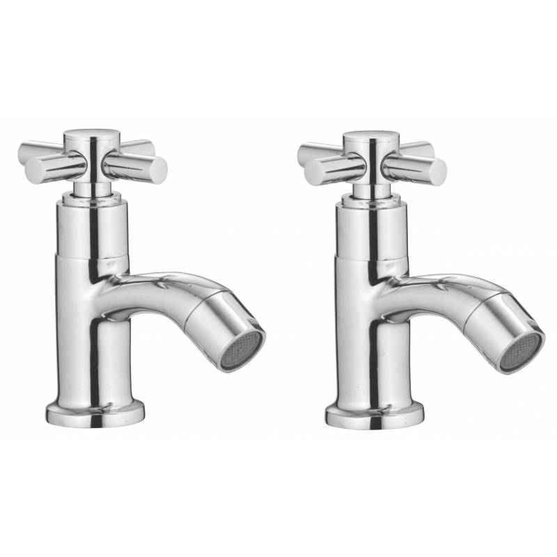 Apree Axis Silver Brass Pillar Faucet (Pack of 2)