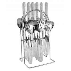 Elegante 24 Pieces Maple Clear Stainless Steel & Plastic Cutlery Set, SL-137A