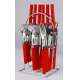 Elegante 24 Pieces Opera Red Stainless Steel & Plastic Cutlery Set, SL-130