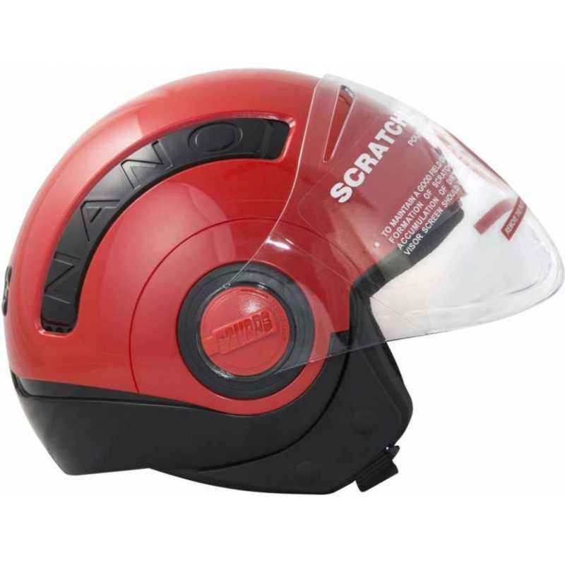 Studds Nano Black & Red Open Face Helmet, Size: S