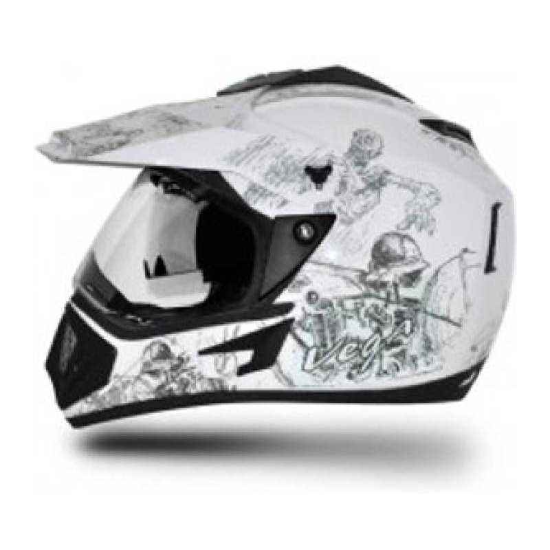 Vega Off Road White Silver Full Face Helmet, Size (Large, 600 mm)