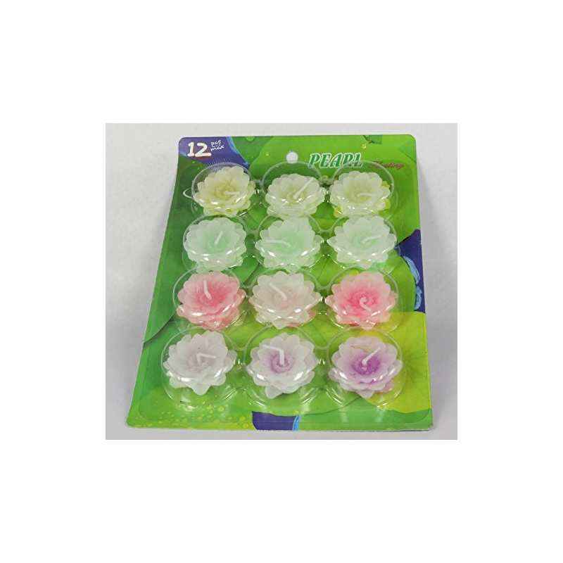 Riflection Multicolor Mini Flower Shaped Floating Candles (Pack of 12)