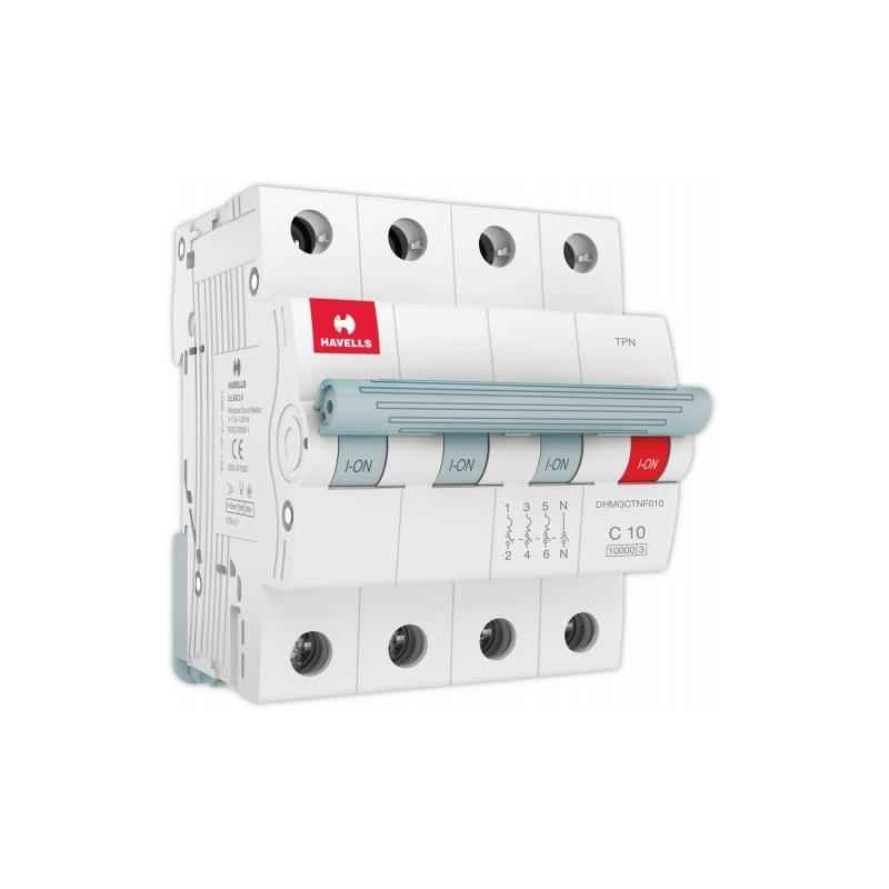 Havells Euro-II 10A TPN C Curve MCB, DHMGCTNF010