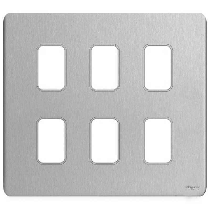 Schneider Electric ZENcelo India 6 Module Surround and Gridplate (Pack of 3)