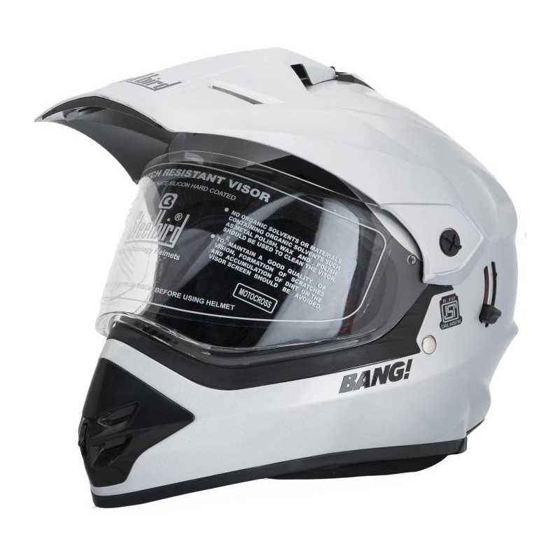 Steelbird SB-42 Silver Full Face Helmet, Size (Medium, 580 mm)