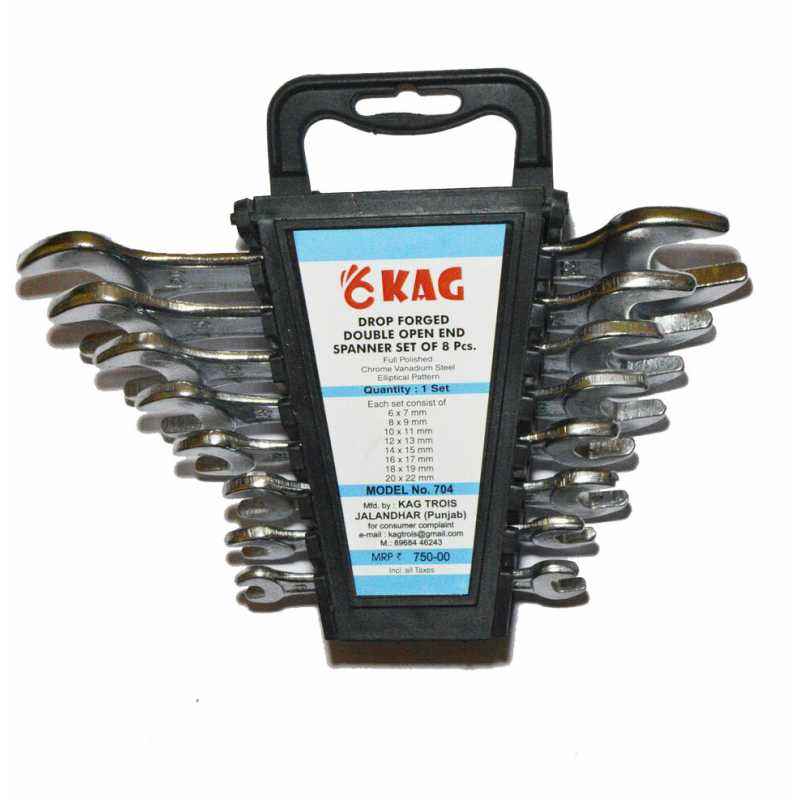 Kag 704 8 Pieces Double Open End Spanners Set